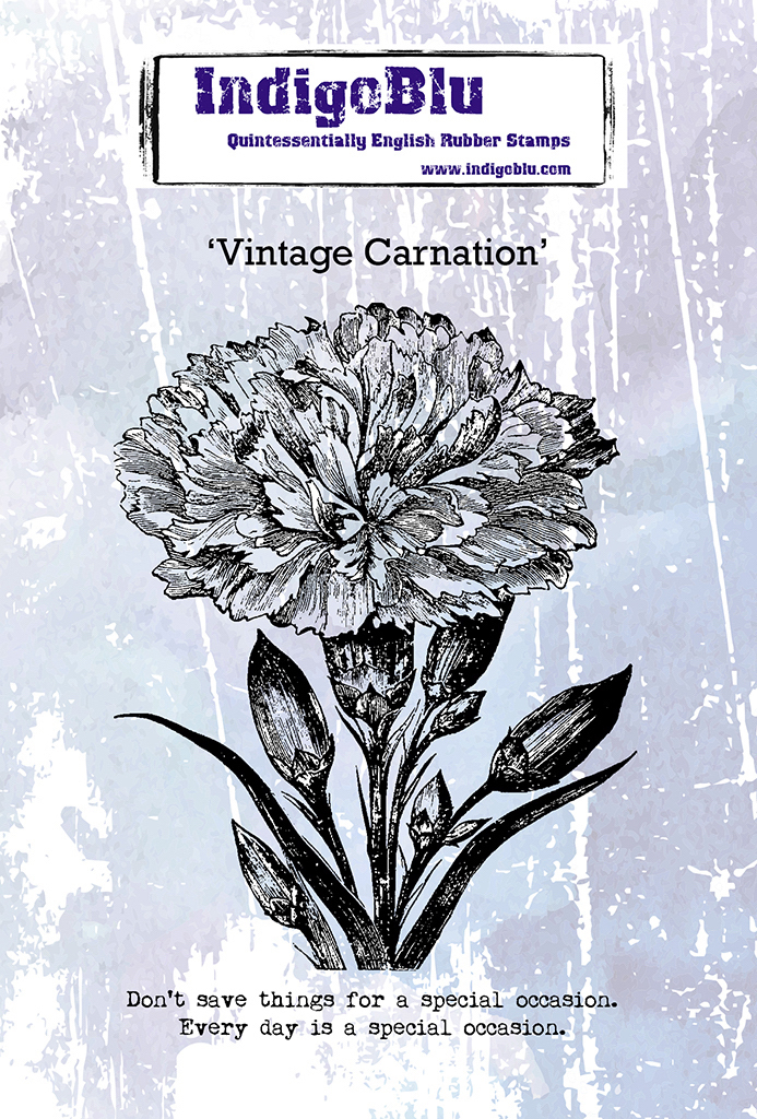 Vintage Carnation A6 Red Rubber Stamp